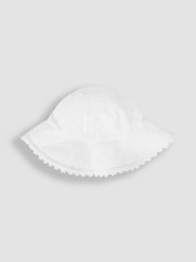 JoJo Maman Bébé White Broderie Floppy Hat - Image 2 of 3