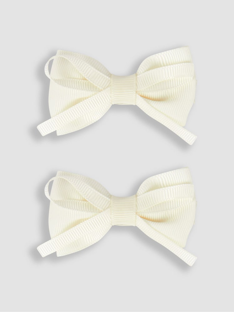 JoJo Maman Bébé Cream Bow Hairband & Clips Set - Image 5 of 5