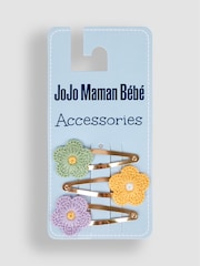 JoJo Maman Bébé Yellow Multi 3-Pack Crochet Flower Clips - Image 2 of 3
