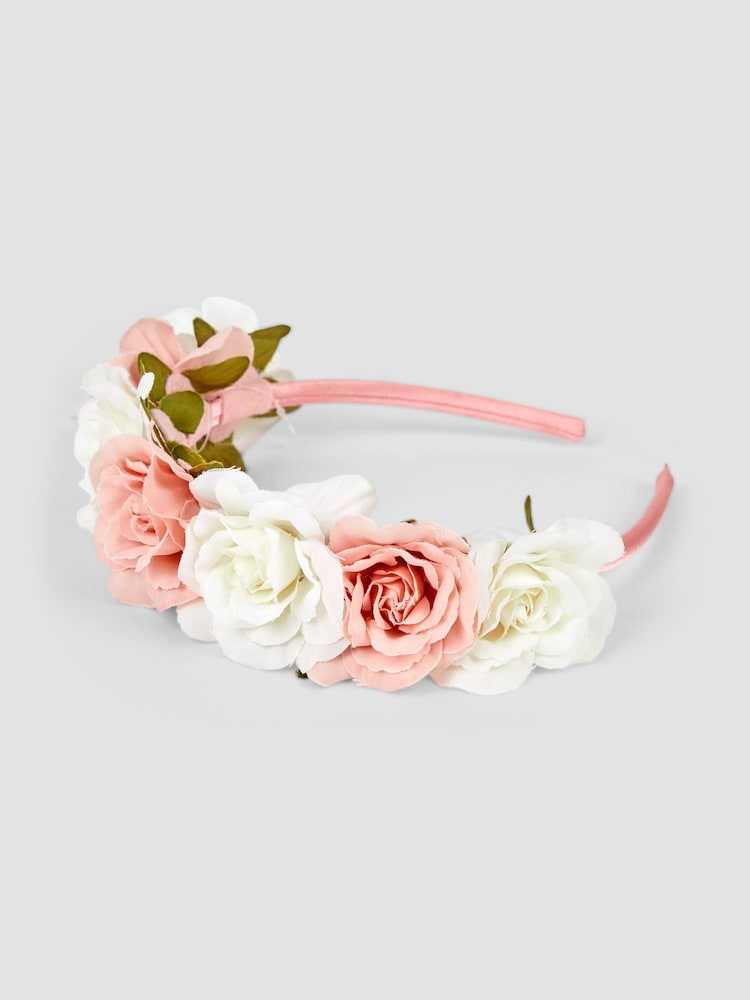 JoJo Maman Bébé Dusky Pink Floral Headband - Image 1 of 3