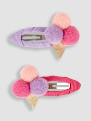 JoJo Maman Bébé Pastel 2-Pack Ice Cream Pom Pom Hair Clips - Image 1 of 3