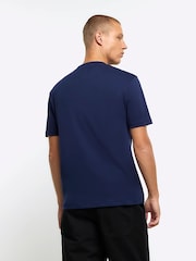 Azul - River Island Slim Fit 100% Cotton T-Shirt - Imagen 2 de 6