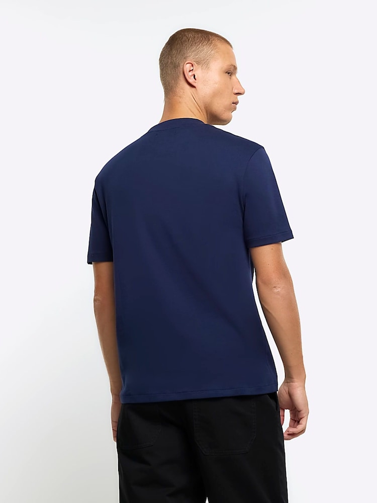 Azul - River Island Slim Fit 100% Cotton T-Shirt - Imagen 2 de 6