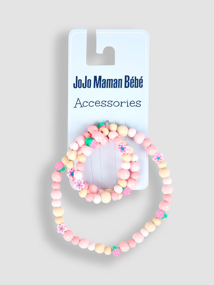 JoJo Maman Bébé Pink Strawberry Toddler Necklace Set - Image 1 of 2