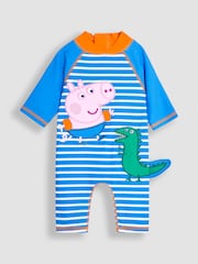 JoJo Maman Bébé Blue Peppa Pig UPF 50 1-Piece Sun Protection Suit - Image 3 of 9