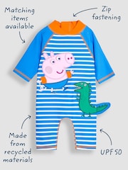 JoJo Maman Bébé Blue Peppa Pig UPF 50 1-Piece Sun Protection Suit - Image 5 of 9