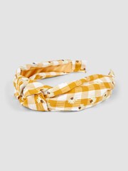 JoJo Maman Bébé Yellow Floral Gingham Headband - Image 1 of 3
