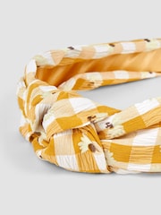JoJo Maman Bébé Yellow Floral Gingham Headband - Image 2 of 3