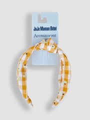 JoJo Maman Bébé Yellow Floral Gingham Headband - Image 3 of 3