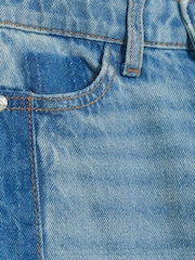 River Island Girls Denim Patchwork Wide Leg 100% Cotton Jeans - Image 6 of 6