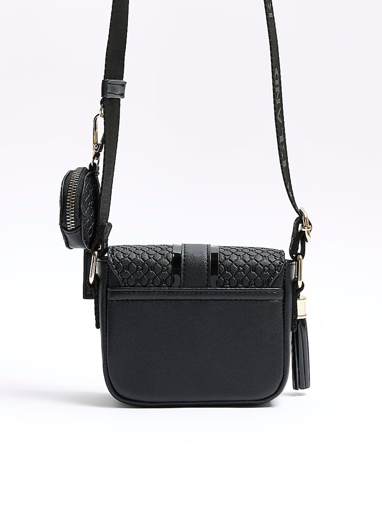 River Island Black Girls Embossed Monogram X body Bag - Image 2 of 5