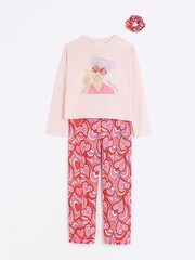 River Island Pink Girls Girl Graphic Pj Set - Image 1 of 5