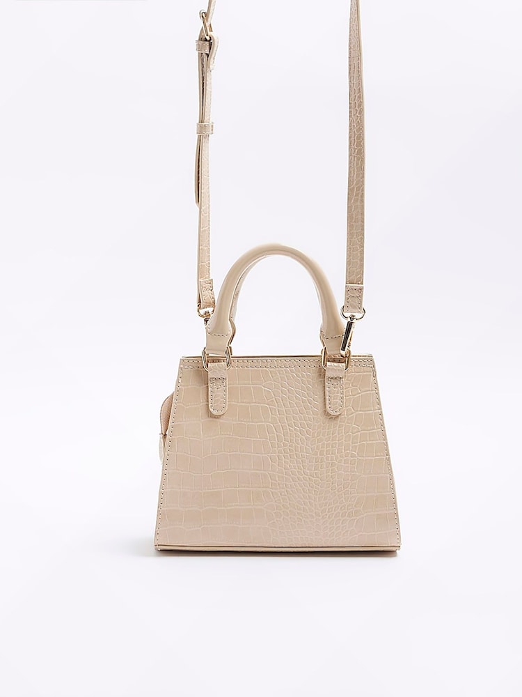 River Island Brown Girls Beige Croc Tote - Image 2 of 5