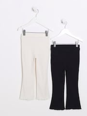 River Island White/Black Girls 100% Cotton Kickflare Trousers - Image 2 of 4