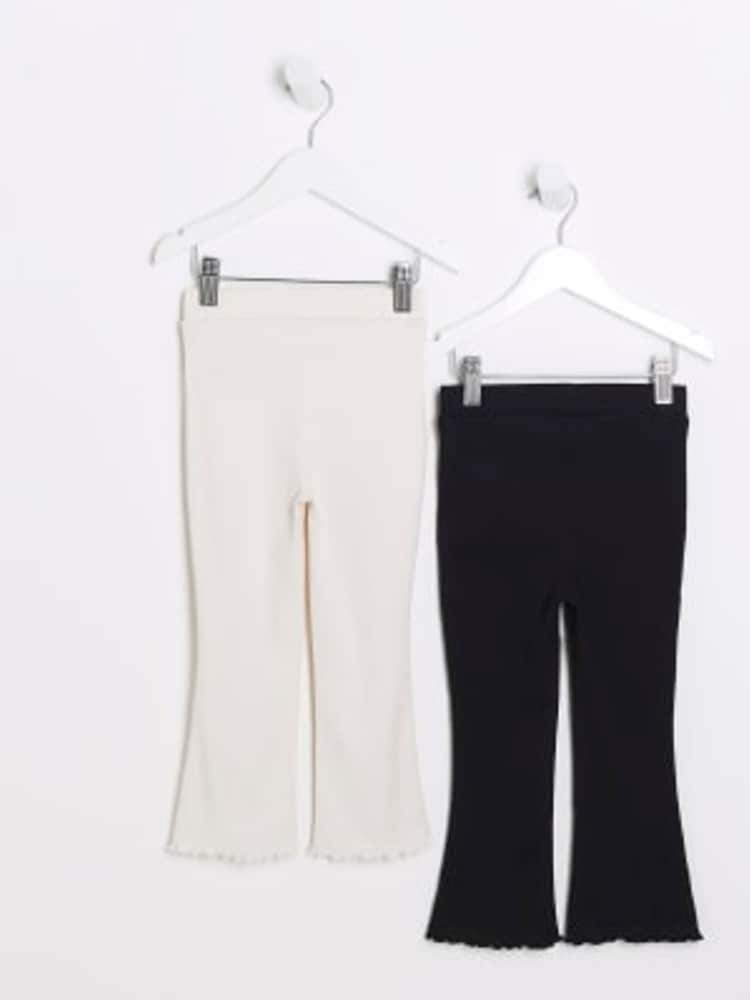 River Island White/Black Girls 100% Cotton Kickflare Trousers - Image 2 of 4