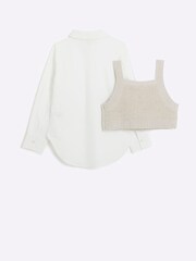 River Island Brown Girls Pearl Embellished Hybrid Jumper Set - Image 4 of 6