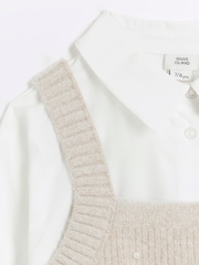 River Island Brown Girls Pearl Embellished Hybrid Jumper Set - Image 5 of 6