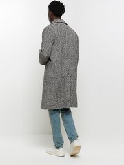 River Island Grey Textured Double Breasted Overcoat - Image 2 of 6