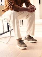Khaki Green Suedette Trainers - Image 1 of 6
