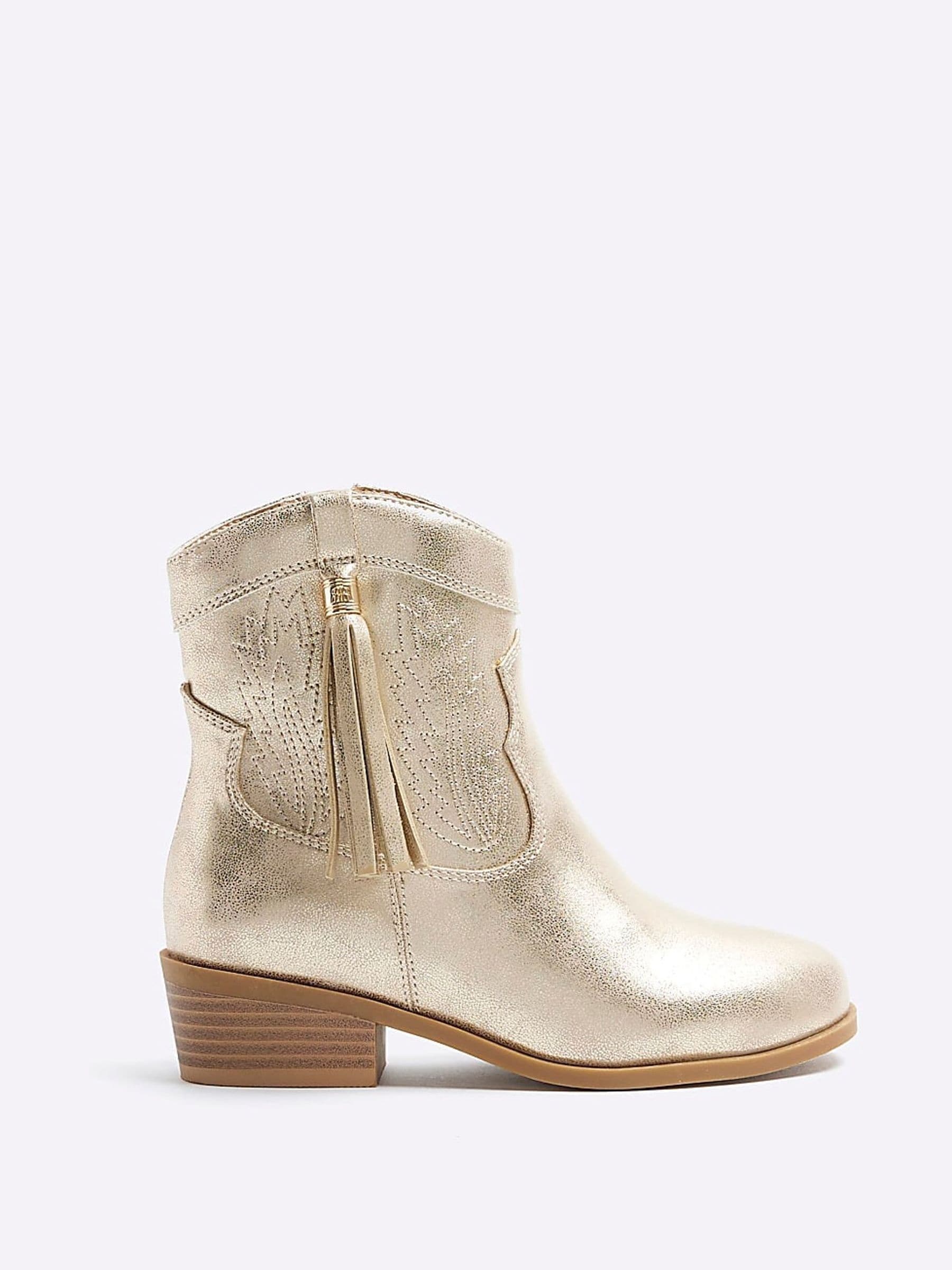Buy River Island Gold Girls Tassel Western Boots from Next Luxembourg