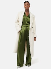 Jigsaw Green Satin Drape Fluted Sleeve Top - Image 4 of 7