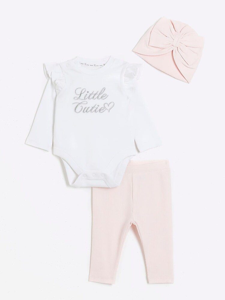 River Island Baby Girls 100% Cotton Turban Set 3 Piece - Image 1 of 5