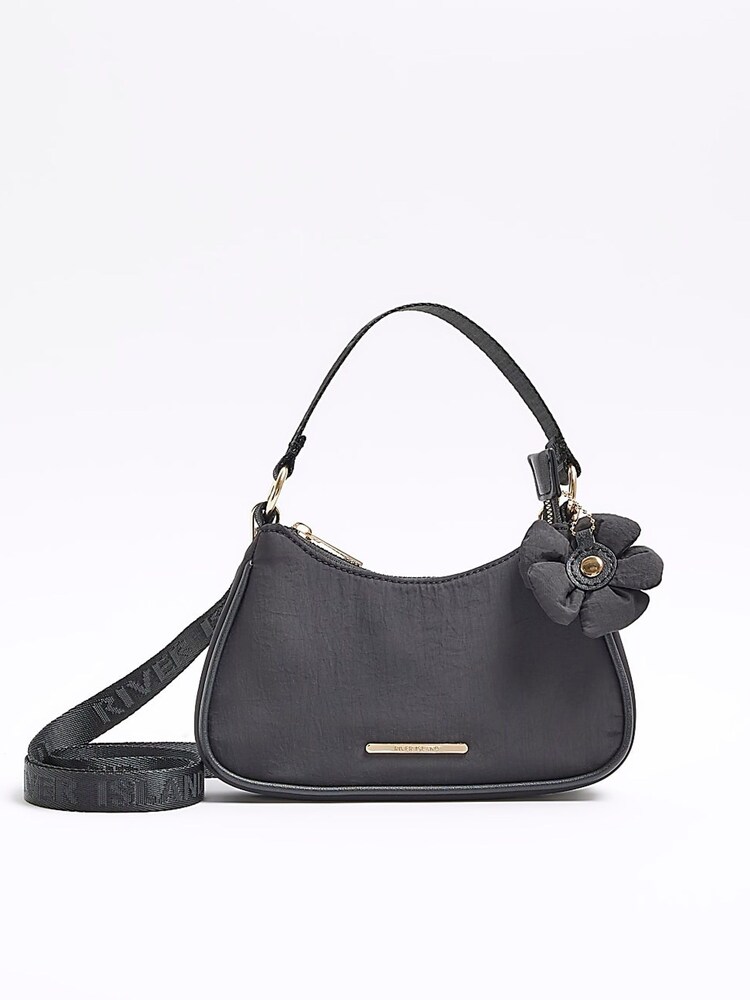 River Island Black Girls Black Nylon Flower Scoop Bag - Image 2 of 5