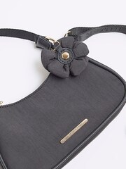 River Island Black Girls Black Nylon Flower Scoop Bag - Image 4 of 5