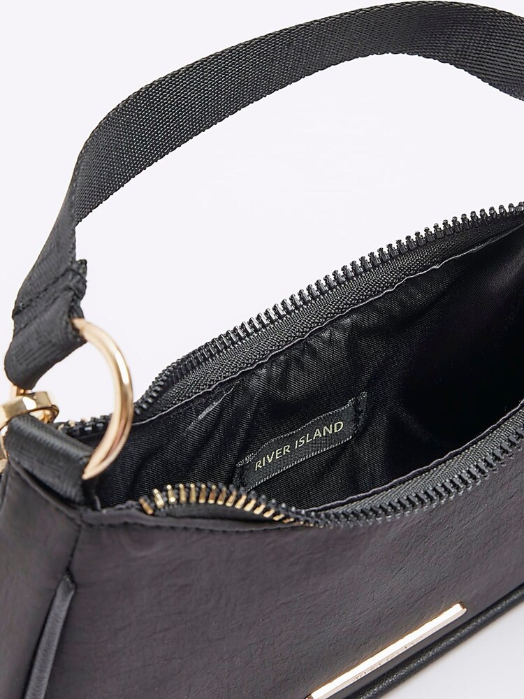 River Island Black Girls Black Nylon Flower Scoop Bag - Image 5 of 5