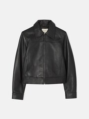 Jigsaw Black Zip Front Leather Biker Jacket - Image 7 of 7