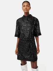 Jigsaw Black Waterfall Sequin Mini Dress - Image 1 of 5