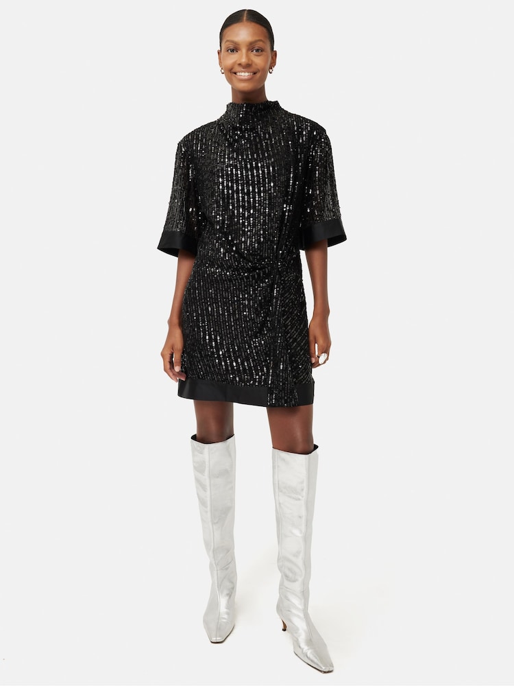 Jigsaw Black Waterfall Sequin Mini Dress - Image 2 of 5