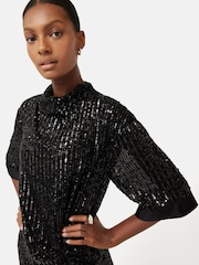 Jigsaw Black Waterfall Sequin Mini Dress - Image 3 of 5