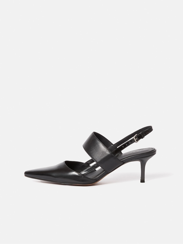 Jigsaw Beige Leather Kitten Heels - Image 1 of 6 Jigsaw Beige Leather Kitten Heels - Image 1 of 6