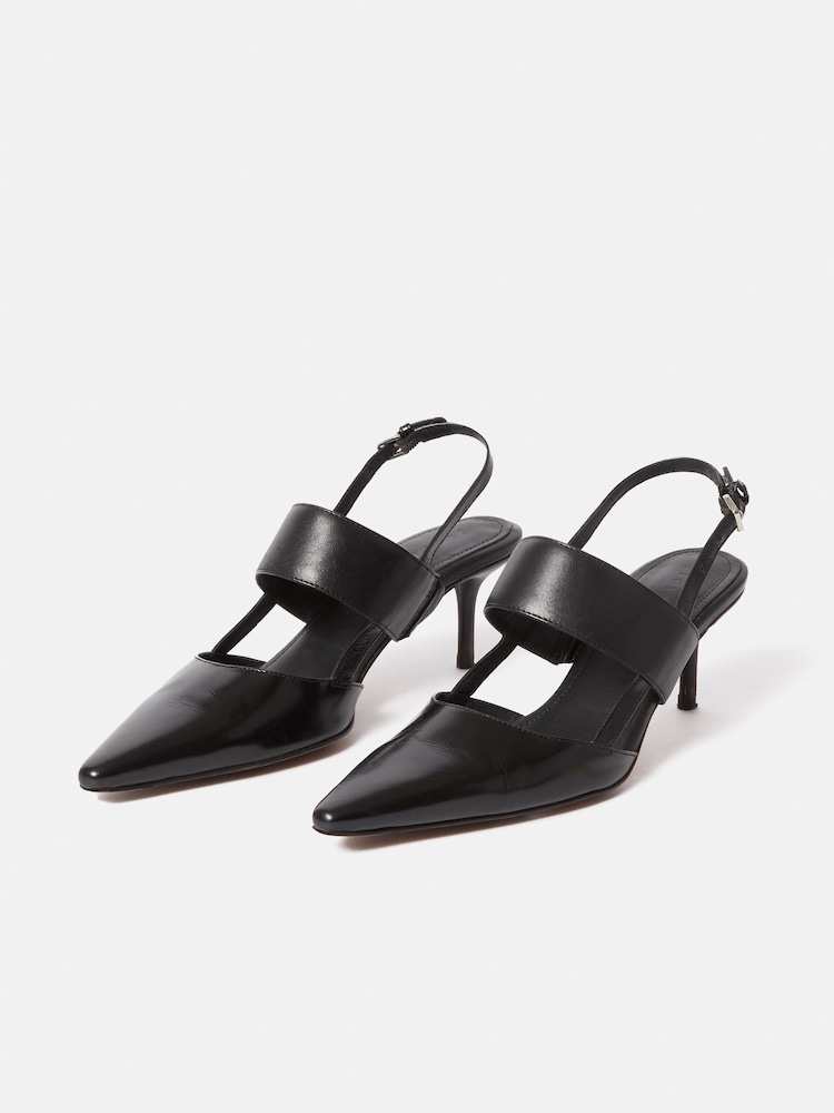 Jigsaw Beige Leather Kitten Heels - Image 2 of 6 Jigsaw Beige Leather Kitten Heels - Image 2 of 6