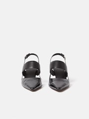 Jigsaw Beige Leather Kitten Heels - Image 3 of 6