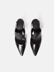 Jigsaw Beige Leather Kitten Heels - Image 5 of 6