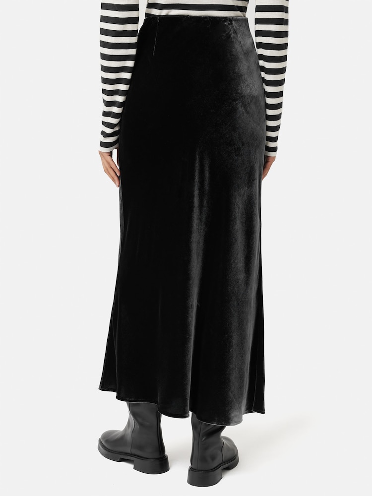 Jigsaw Black Velvet Maxi Skirt - Image 2 of 6