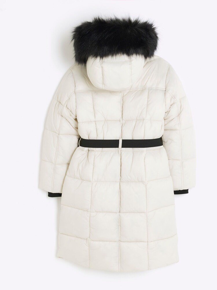 River Island Cream Girls Belted Coat - Image 2 of 4