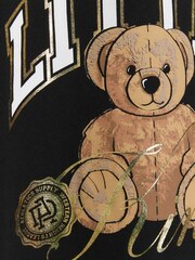 River Island Black Boys 100% Cotton Little King Bear T-Shirt - Image 3 of 4
