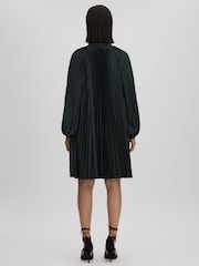 Reiss Green Trina Pleated Belted Mini Dress - Image 5 of 7