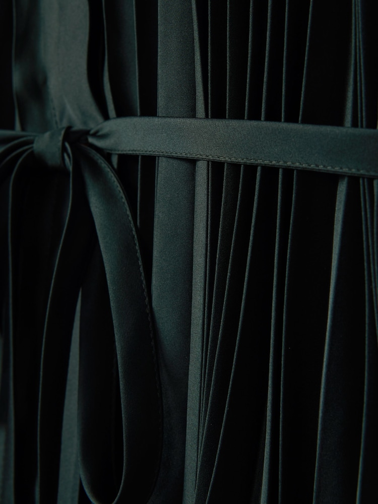 Reiss Green Trina Pleated Belted Mini Dress - Image 7 of 7