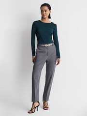 Reiss Teal Adeline Draped Shoulder Top - Image 3 of 5