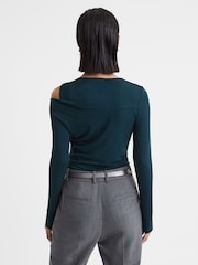 Reiss Teal Adeline Draped Shoulder Top - Image 5 of 5
