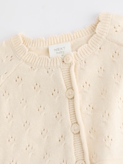 Cream - Pointelle dojenček 100% Cotton Knitted kratka jopa z enim gumbom pletena jopa (0mths-2yrs) - Slika 4 iz 7