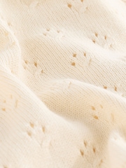 Cream - Pointelle dojenček 100% Cotton Knitted kratka jopa z enim gumbom pletena jopa (0mths-2yrs) - Slika 6 iz 7