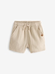 Modra/bež - Soft Textured Cotton Shorts 2 Pack (3mths-7yrs) - Slika 3 iz 4