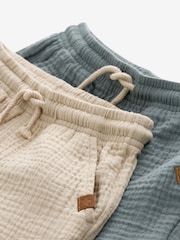Modra/bež - Soft Textured Cotton Shorts 2 Pack (3mths-7yrs) - Slika 4 iz 4