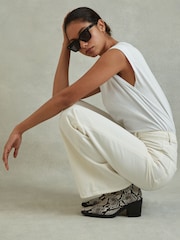 Reiss Snake Sienna Leather Heeled Western Boots - Image 2 of 6