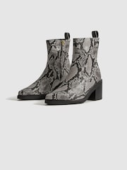 Reiss Snake Sienna Leather Heeled Western Boots - Image 4 of 6